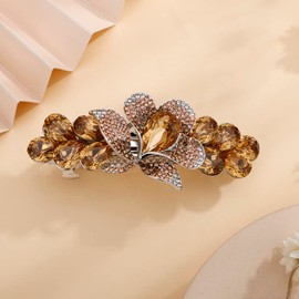 Missgrace Vintage Flower Blue Purple Design French Barrettes Hair Clasps Hair Accessories Bridal Wedding Prom Party Shiny Hair Comb for Women (Champagne)