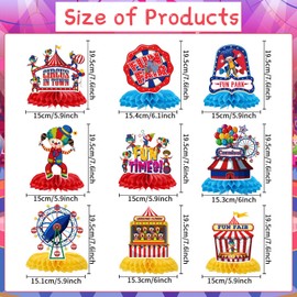 Yoyuspy Circus Theme Party Decorations - 9PCS Carnival Theme Party Decorations Funny Clowns Fun Fair Honeycomb Centerpieces Table Decor Circus Carnival Birthday Party Decoration Supplies for Kids