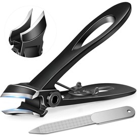Toenail Clippers for Seniors Thick Toenails, 2024 Upgrade Angled Head Large Toe Nail Clippers for Men with Wide Jaw Opening, Sharp Heavy Duty Fingernail Clipper Cutter with Catcher Long Handle -Black - Style: Black Wide Slanted Curved Blade