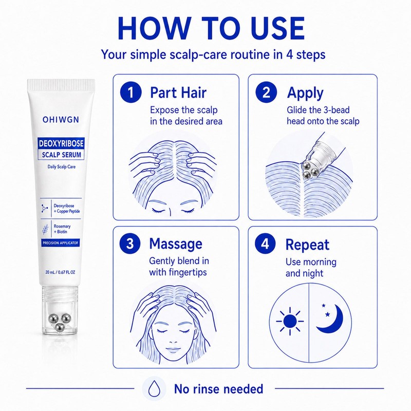 Deoxyribose Scalp Serum, Copper Peptides & Rosemary, Roller, 2 Pack