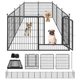 Jhsomdr Dog Playpen 32" Height 10 Panels Portable Metal Dog Fence with Doors Puppy Play Pens Indoor for Medium/Small Dogs, Heavy Duty Pet Playpen Dog Kennel for Outdoor, Indoor, RV, Camping, Yard