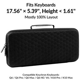Keychron Carrying Case for Q6/V6/K10 Pro/K10 HE – Black EVA Hard Shell Canvas Bag with Comfortable Handle for Travel & Storage
