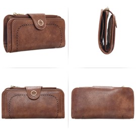 FOXLOVER Small Wallet for Women RFID Blocking Design Soft Leather Large Capacity Card Holder Ladies Phone Clutch Long Purse