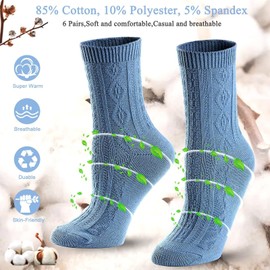 Mcool Mary Womens Socks, Womens Crew Socks Size 9-11 Casual Breathable Knit Thin Cotton Comfy Retro Dress Socks for Women 6Pack