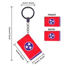 QQSD Tennessee Flag Keychain Key Ring, 2 Pack