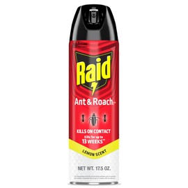 Raid Ant & Roach Killer Spray para insectos enumerados, sigue matando durante semanas, aroma a limón, 17.5 onzas