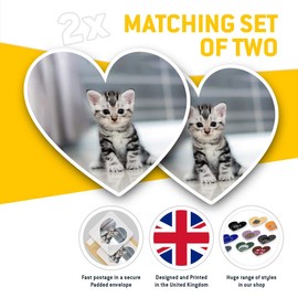 2 x Heart Stickers 15 cm - Grey Tabby Bengal Pet Kitten Animals Fun Decals for Laptops,Tablets,Luggage,Scrap Booking,Fridges, #8433