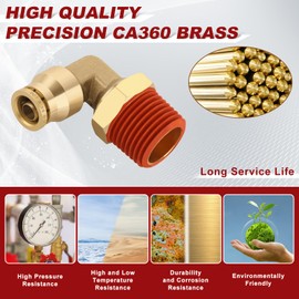 Boeray 3/8" Quick Push to Connect Fittings Brass 90 Degree Union Swivel Elbow Joint DOT Approved 3/8" Tube OD x 1/2" NPT Thread Air Brake Line Adapter Air Suspension Kit for Car Truck Trailers 5pcs