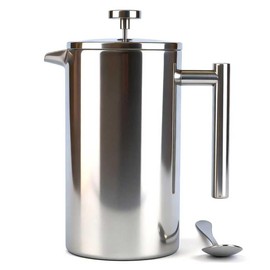 Extra Large French Press, French Press Coffee Maker 61 oz (1.8L), Insulated Stainless Steel French Press XXL Large Capacity Double Walled with Spoon for Espresso Coffee or Tea
