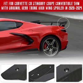 Bracingo Rear High Wing Spoiler Side Winglet fit for Chevy Corvette C8 Stingray Coupe Convertible 5VM with Factory Rear High Wing Spoiler 2020-2024 (Carbon Fiber Texture)
