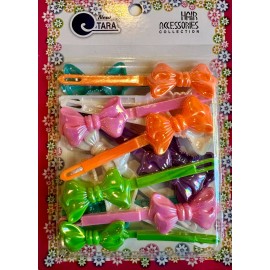 Tara Multicolor Pastel with Pearl Sheen Bow-Shaped hair barrettes, snaps, clips