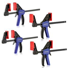 WORKPRO 6" Mini Bar Clamps for Woodworking, One-Handed Clamp/Spreader, Wood Clamps Set, Screw Change F Clamps with 50LBS Load Limit, 4 Pack