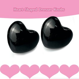 Mimhooy 4 Pack Black Ceramic Drawer Knobs Decorative Cabinet Knobs, Heart Shaped Cupboard Knobs, Knobs for Cupboards & Draws