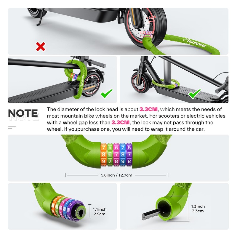 Sportneer Bicycle Lock Combination Lock with Numbers and High Security