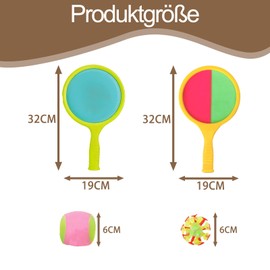 agogue Pack of 4 Ball Games for Outdoor Children, 2 Paddles and 2 Balls, Velcro Ball Game for Children, Garden, Outdoor, Beach Toy Games, Girls, Boys, Catch Ball Game