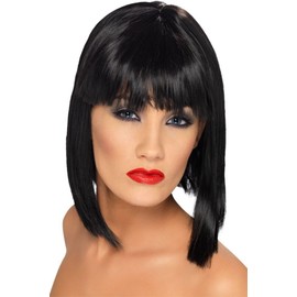 Smiffy's Glam Short, Blunt Wig With fringe (black)