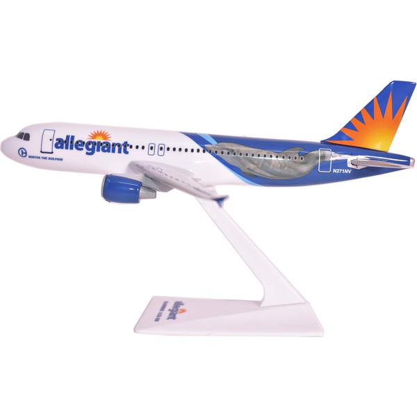 Flight Miniatures Allegiant Air Dolphin A320-200 1:200 Sclae - Plastic Snap-Fit Model Airplane - Authentic Plastic Aircraft Replica with Allegiant Airline Livery - Part #AAB-32020H-065