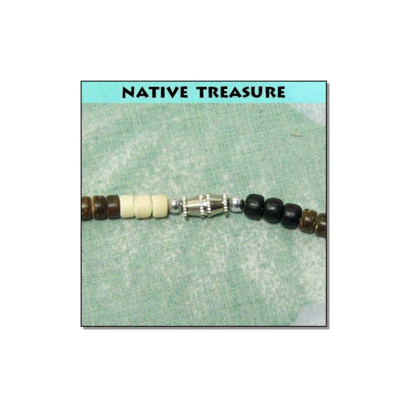 Native Treasure - 18" Black, Brown, Cream Wood Coco Bead