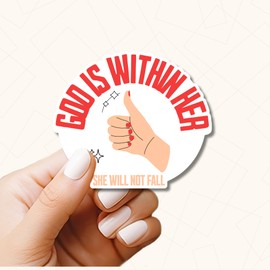 KADSTICKY - 3PCS God is Within Her, She Will Not Fall, Quote Stickers, Waterproof Vinyl Stickers for Water Bottle Laptop Book Kindle Phone Cup, Inspirational Decals for Teens Adults Students