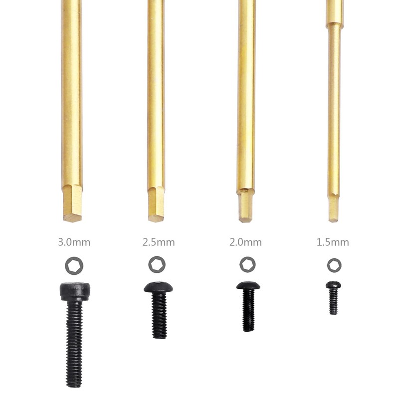 Hobbypark 1.5mm 2.0mm 2.5mm 3.0mm Hex Screw Driver Set Titanium