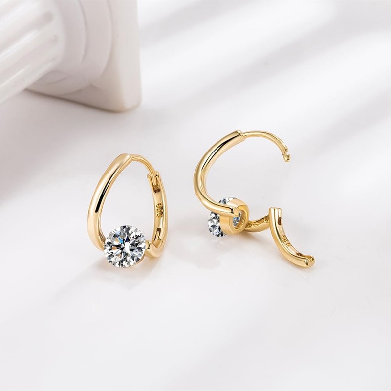 HOMEBEARJ Gold Lymphvity Germanium Earring, Hypoallergenic Zinc Hoop Earrings with