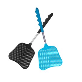 Wapodeai 2 Pack Fly Swatters Heavy Duty Set, Telescopic Fly Swatter, Stainless Steel Handle for Flyswatter (Blue & Black)