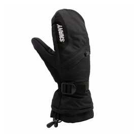 Swany Junior X-Over Insulated Warm Durable Touch Screen Compatible DryShell Winter Skiing Mittens, Black, Small