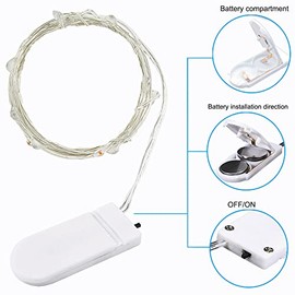 ZPH Paquete de 4 luces de hadas de colores brillantes, luces de cuerda impermeables a pilas de 1 m con 10 LED, luces de alambre plateado mini luciérnaga para centros de mesa de boda, manualidades de