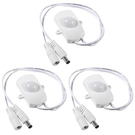 AITIAO Mini Pir LED Motion Sensor Switch 3 Pack 12v-24v with DC Coupler Cable for Kitchen Pantry Closet Wardrobe Bedroom Bathroom LED Strip Light,White