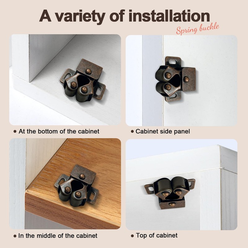 10PCS Cabinet Latch Double Roller Catch Hardware Catches Cabinet Latch