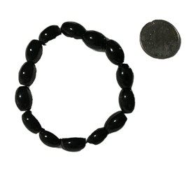 Natural Obsidian Gemstone Chunky Tumbled Nuggets Beaded Stretch Bracelet