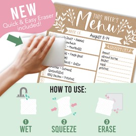 Rustic Magnetic Weekly Meal Planner Dry Erase Board for Refrigerator - Magnetic Meal Planner for Refrigerator Dry Erase, Weekly Dinner Menu Board