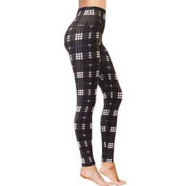 COMFY FOREVER Black Plaid Regular Plus Size Leggings Full Length Brushed Printed Leggings for Women