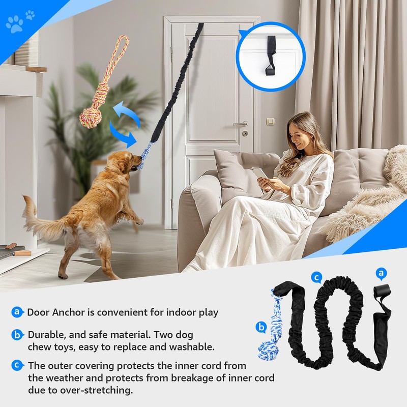 LOOBANI Spring Pole Dog Rope Toys - Tug of War