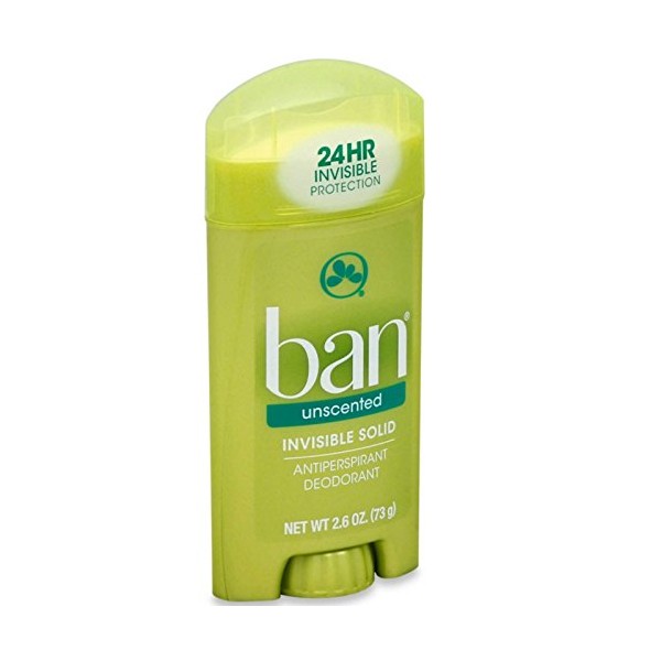Ban Anti-Perspirant Deodorant Invisible Solid Unscented 2.60 oz ( Pack of 4)
