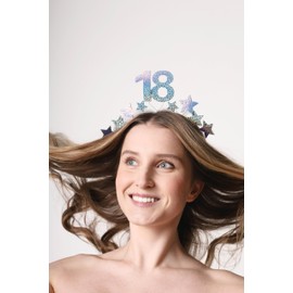 Libetui Glamouröser Haarreif 18 Geburtstag Mädchen funkelnde Sterne Silber Stirnband Kostüm Geschenk 18. Geburtstag Krone Party Stern Glitzer, Universal Größe ca. 22cm