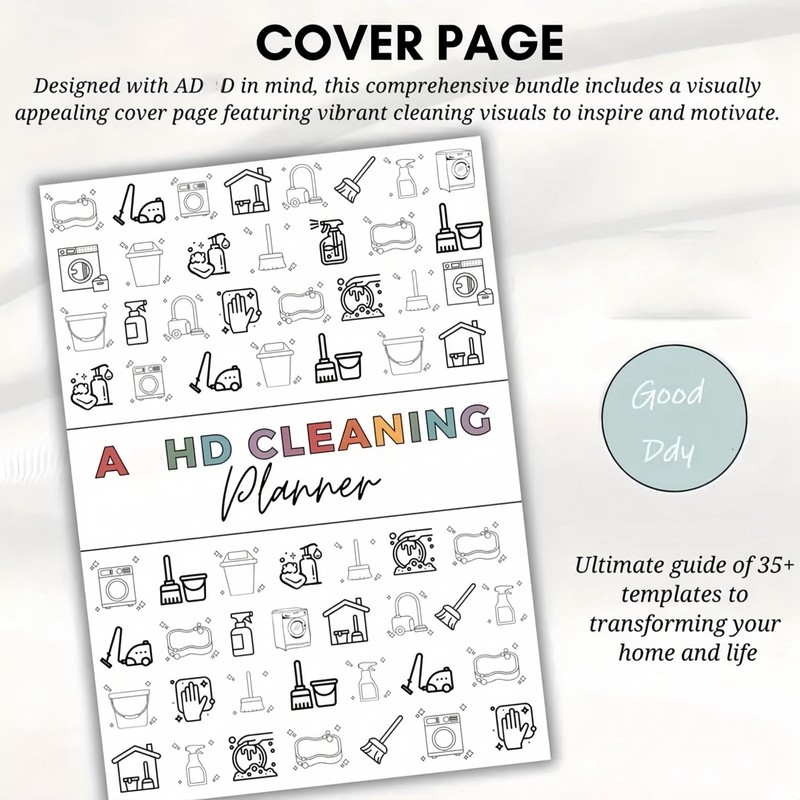 AD/HD Cleaning Planner,Bundle Household Cleaning Schedule,Cleaning Plan Schedule,Daily Weekly Monthly