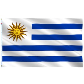 Uruguay Flag 3x5 Ft Outdoor Large, Moderate-Outdoor Both Sides Heavy Duty100D Polyester,Canvas Header and Double Stitched - Brass Grommets for Easy Display,Uruguayan Flags