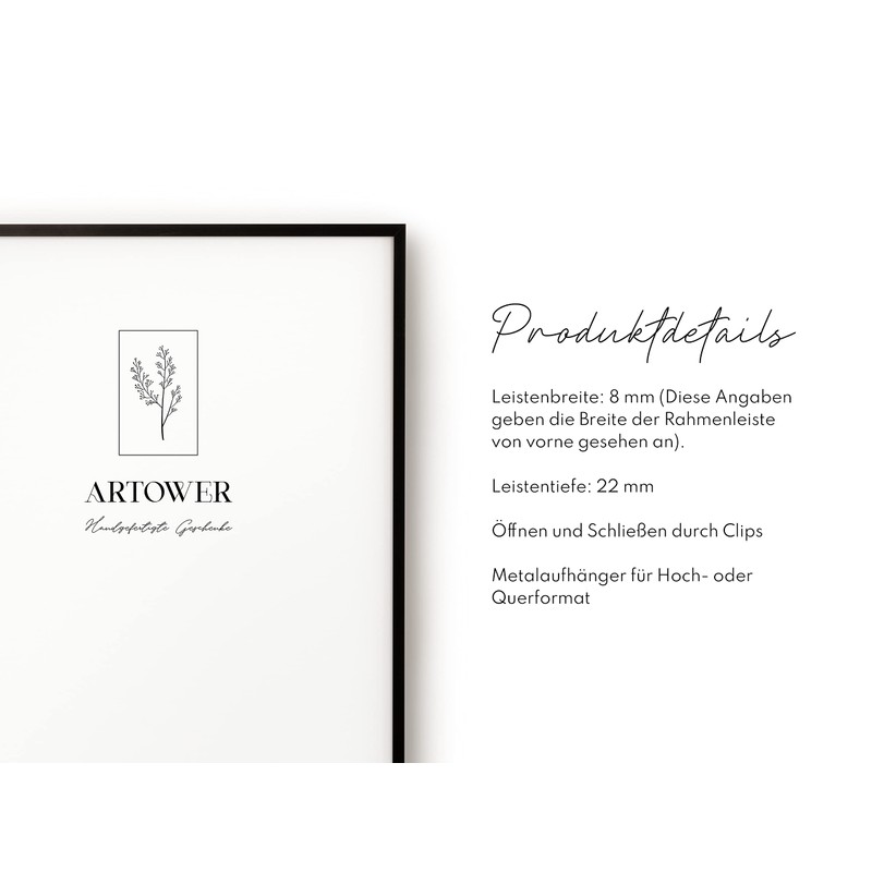 Artower® Picture Frame Black Metal Thin Frame for DIN A4