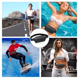 MOVOYEE Waterproof Fanny Pack Women for Swimming Running Belt Bag Men Waist Bag Kids, Slim Hiking Waist Pack GYM Runners Exercise Workout Beach Kayaking Water Sports Dry Bags Cell Phone Pouch Black