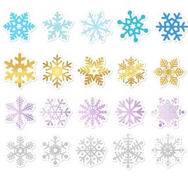 60 Pcs Winter Snowflakes Envelope Seals Sticker 1 2 3 Inch Self Adhesive Colorful Snowflakes for Christmas Holiday Envelope Seals Activities Classroom Happy New Year Window Wall Decals