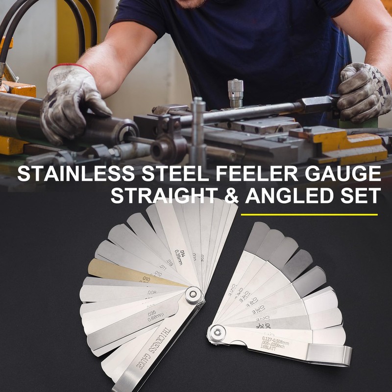 2 Pcs Stainless Feeler Gauges, 32 Pieces Universal Blade Feeler