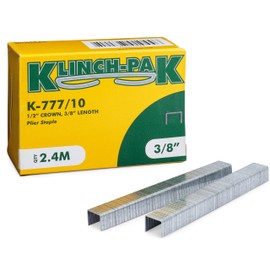 Klinch-Pak K-777/10 3/8” Leg by 1/2" Wide Heavy-Duty Galvanized Plier Staples, 2400 Per Package, for stapling Trays, Lids, Bags, Header Cards, Fastening End Caps and Container Inserts