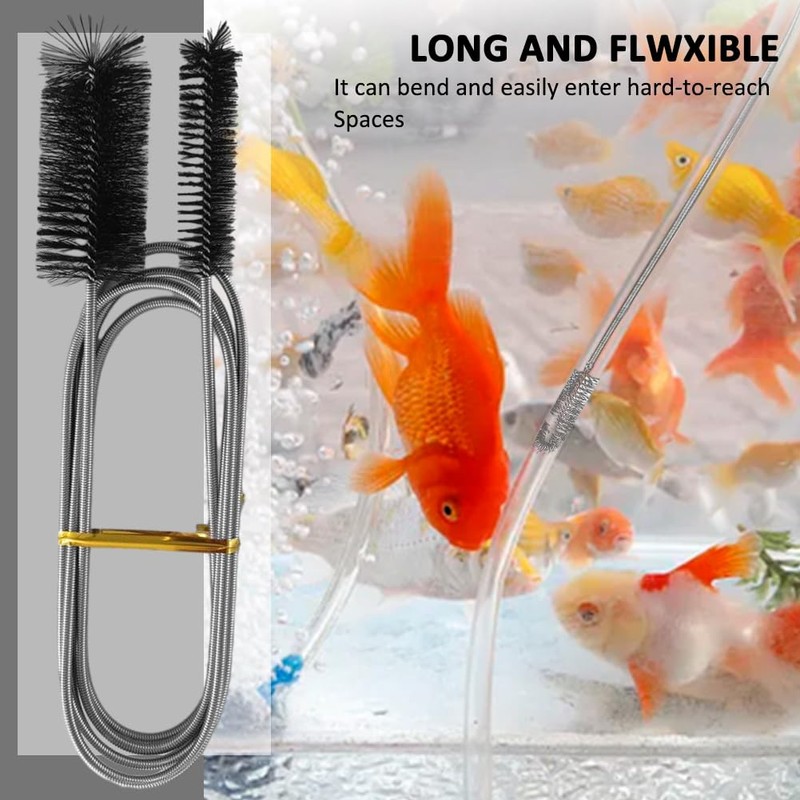 2Pack Flexible Double‑Ended Drain Brush Set, 17.7"+61" Tube Cleaner