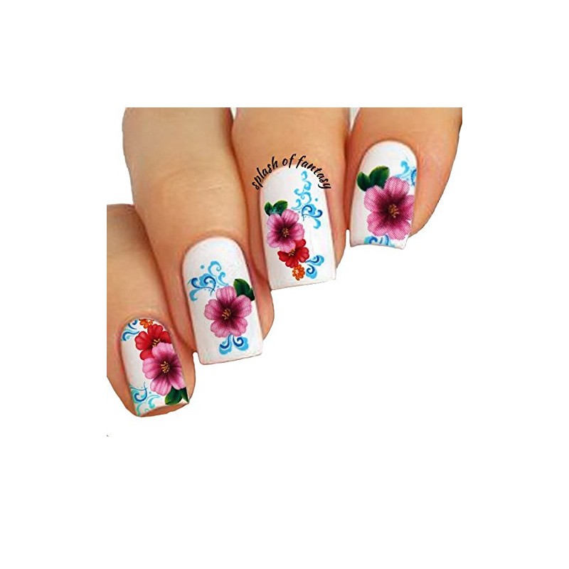 Water Nail Tattoo Stickers - Flowers, Dolphins, Butterflies, Peacock Feather