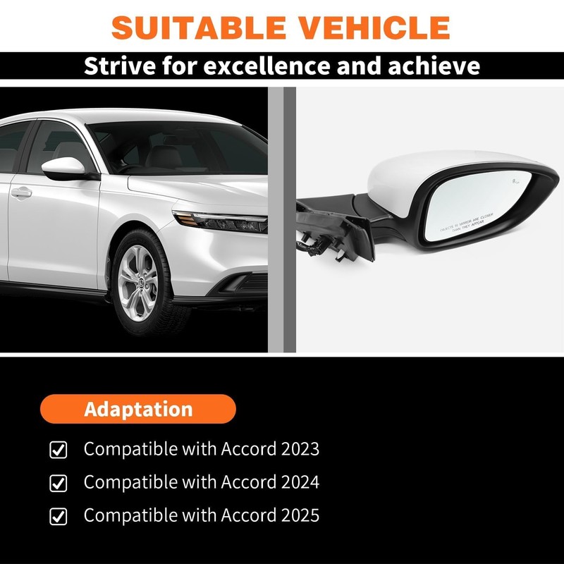 Aspaton Right Passenger Side Mirror Assembly Compatible with 2023-2025 Accord