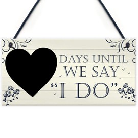 RED OCEAN Wedding Countdown I DO Chalkboard Hanging Plaque Sign Engagement Gift Fiance Mr & Mrs
