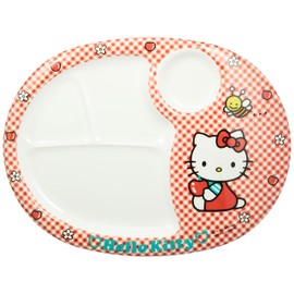Daiwa (Two Japanese) melamine Kids Dinnerware "New Kitty" Lunch Plates, Large (Gingham)