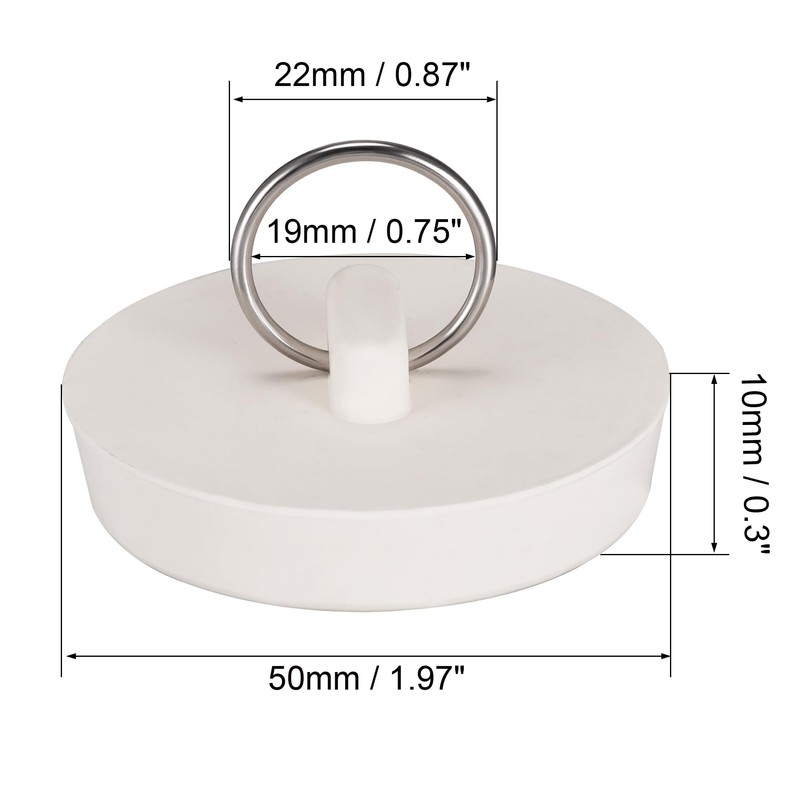 sourcing map Rubber Sink Plug, Drain Stopper White Fit 48-49.5mm