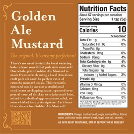Brownwood Farms Flavored Mustard, Made in Small Batches, Sweet, Hot, Creamy and Delicious, From the Great Lakes Region (Golden Ale, 10 Ounce)